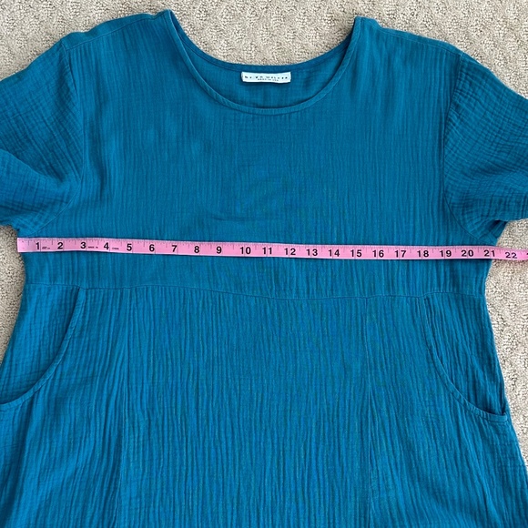Bryn Walker Mara Cotton Gauze Tunic Dress Teal XS Lagenlook Summer Beach Casual - Picture 10 of 11